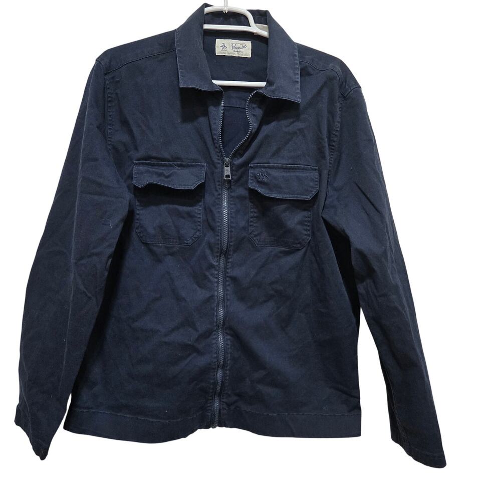 Original Penguin Mens Large Navy Utility Shirt Jacket Full Zip